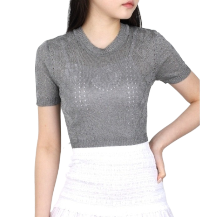 Metallic Fine Rib Top