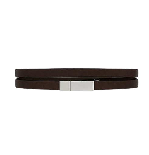 SAINT LAURENT ID Plaque Double Wrap Bracelet