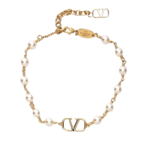 Beaded V logo bracelet