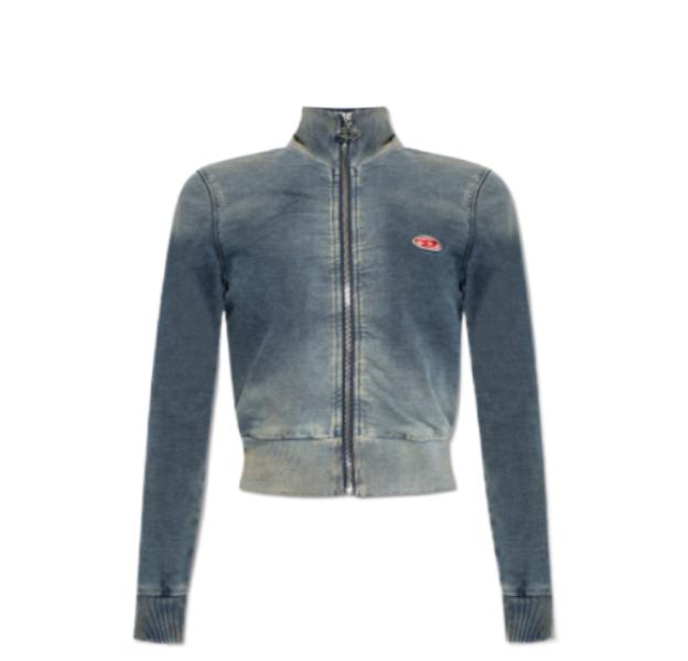 D EMY logo patch high neck denim jacket