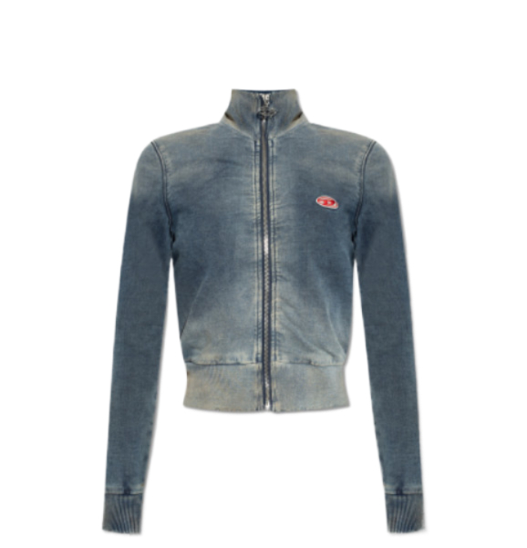 D EMY logo patch high neck denim jacket