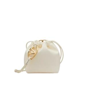 V logo nappa leather mini bucket bag