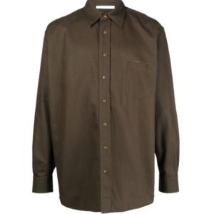 LOGO EMBROIDERED LINENBLEND SHIRT DARK OLIVE