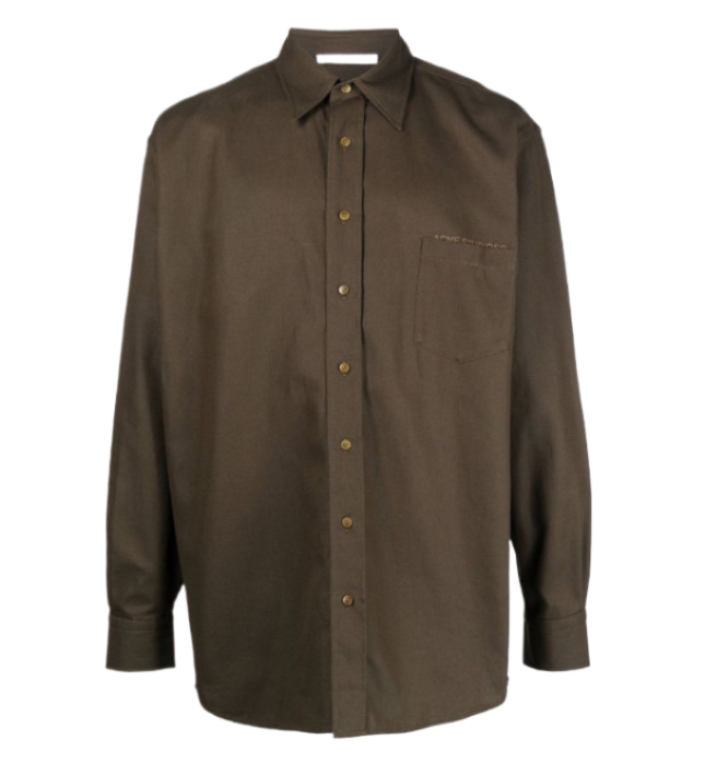 LOGO EMBROIDERED LINENBLEND SHIRT DARK OLIVE