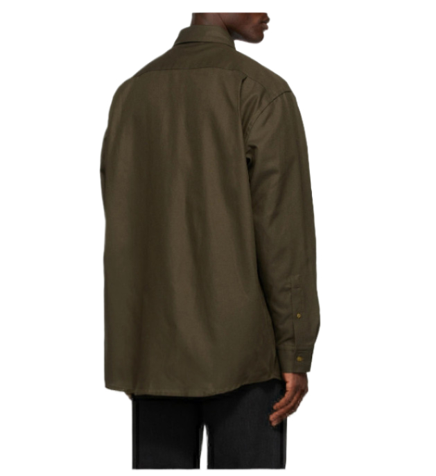 LOGO EMBROIDERED LINENBLEND SHIRT DARK OLIVE