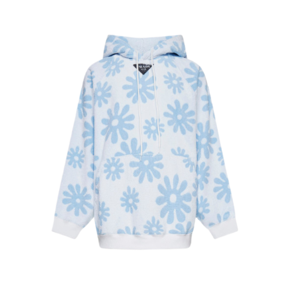 OVERSIZED FLORAL TERRYCLOTH HOODIE