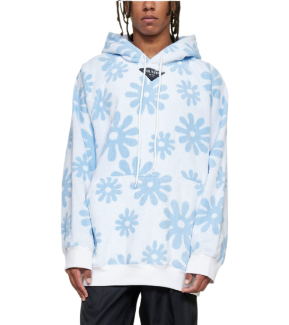 OVERSIZED FLORAL TERRYCLOTH HOODIE