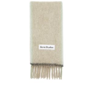 Wool Mohair Slim Muffler - Beige: Gray