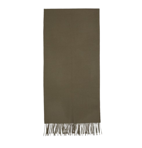 Fringe Wool Muffler - Khaki Green