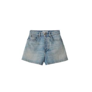 Logo tab cotton denim shorts 