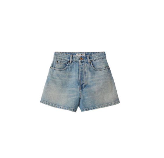 Logo tab cotton denim shorts 