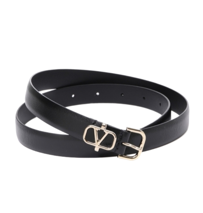 V logo leather belt