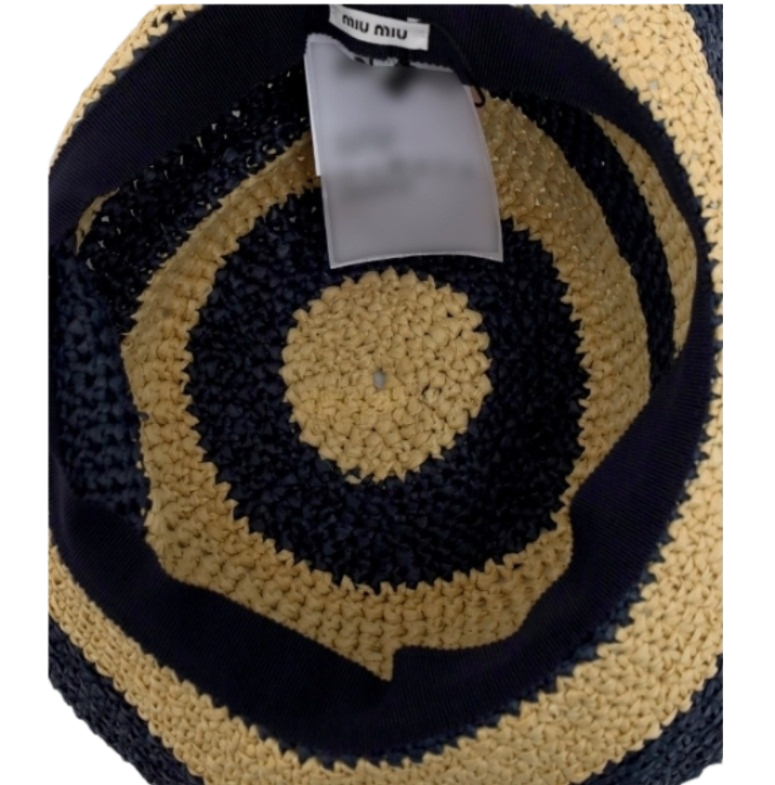 Striped Raffia Bucket Hat