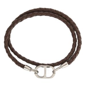 CD ICON Braided Leather Bracelet