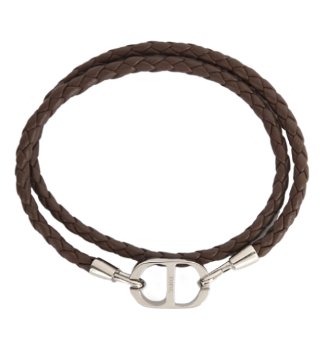 CD ICON Braided Leather Bracelet