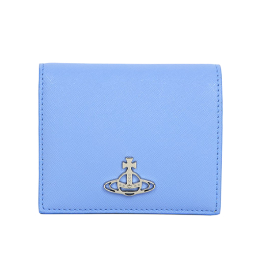 Light Blue ORB Saffiano Billfold Half Wallet 