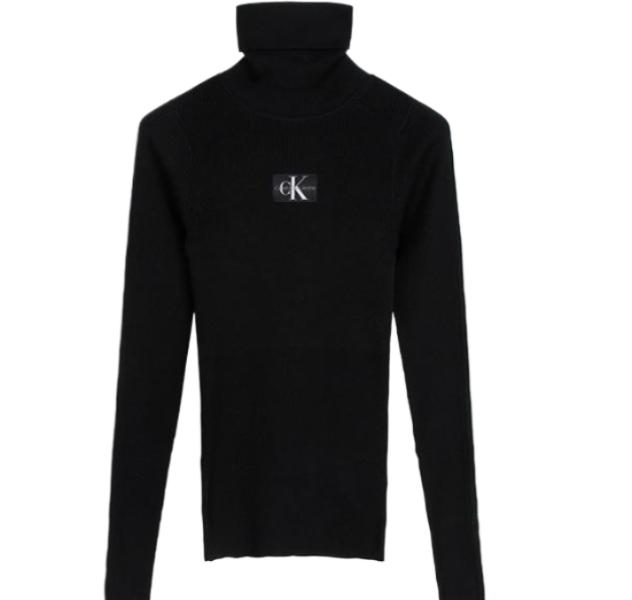 Black Monologo Roll Neck Knit T-shirt