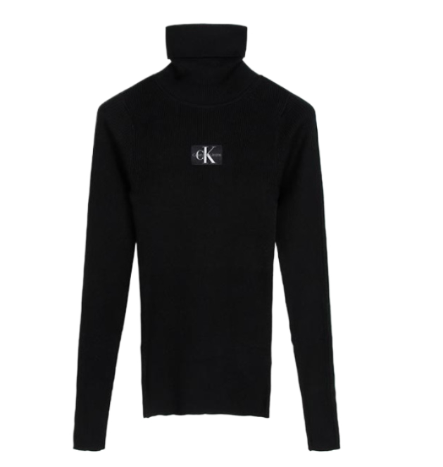 Black Monologo Roll Neck Knit T-shirt