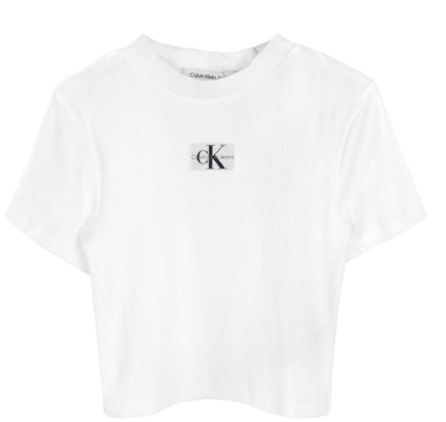 White Monologo Crop T-Shirt