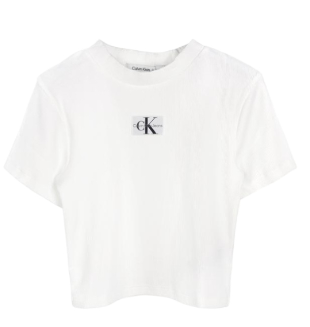 White Monologo Crop T-Shirt