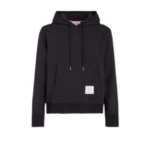 Logo patch cotton drawstring hoodie