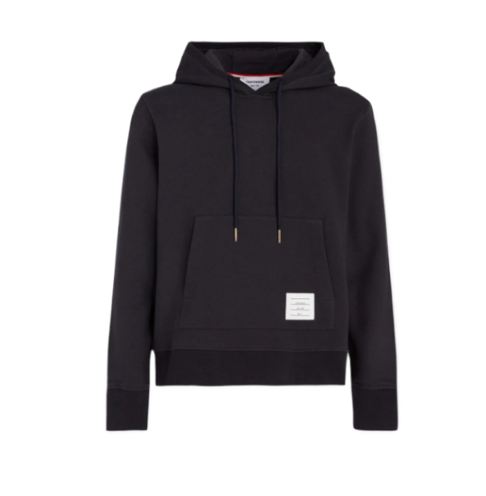 Logo patch cotton drawstring hoodie