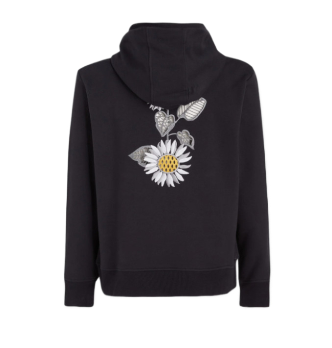 Logo patch cotton drawstring hoodie