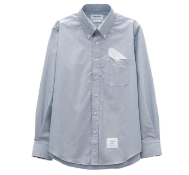 Whale-embellished straight fit cotton shirt