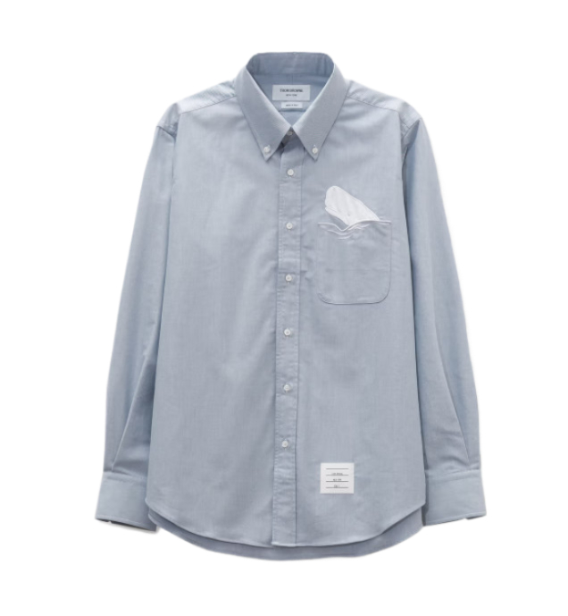 Whale-embellished straight fit cotton shirt