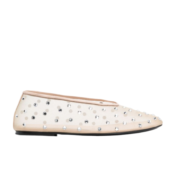 MARC Stone-embellished mesh flat shoes