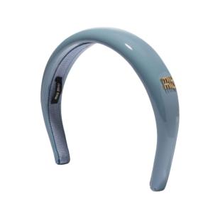 patent leather headband blue