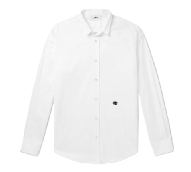 Triomphe logo embroidered shirt white