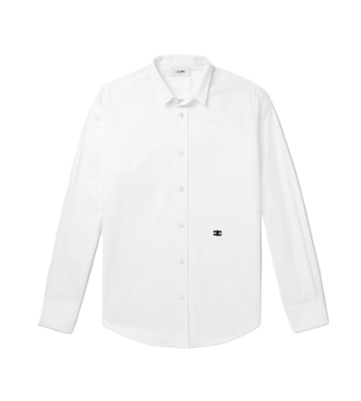 Triomphe logo embroidered shirt white