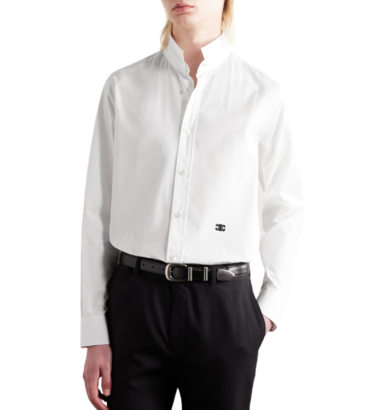 Triomphe logo embroidered shirt white