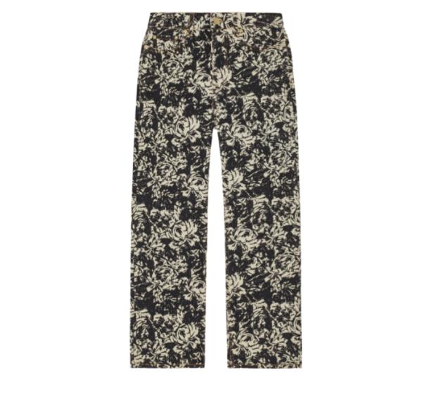 Floral Print Badge Crop Jeans