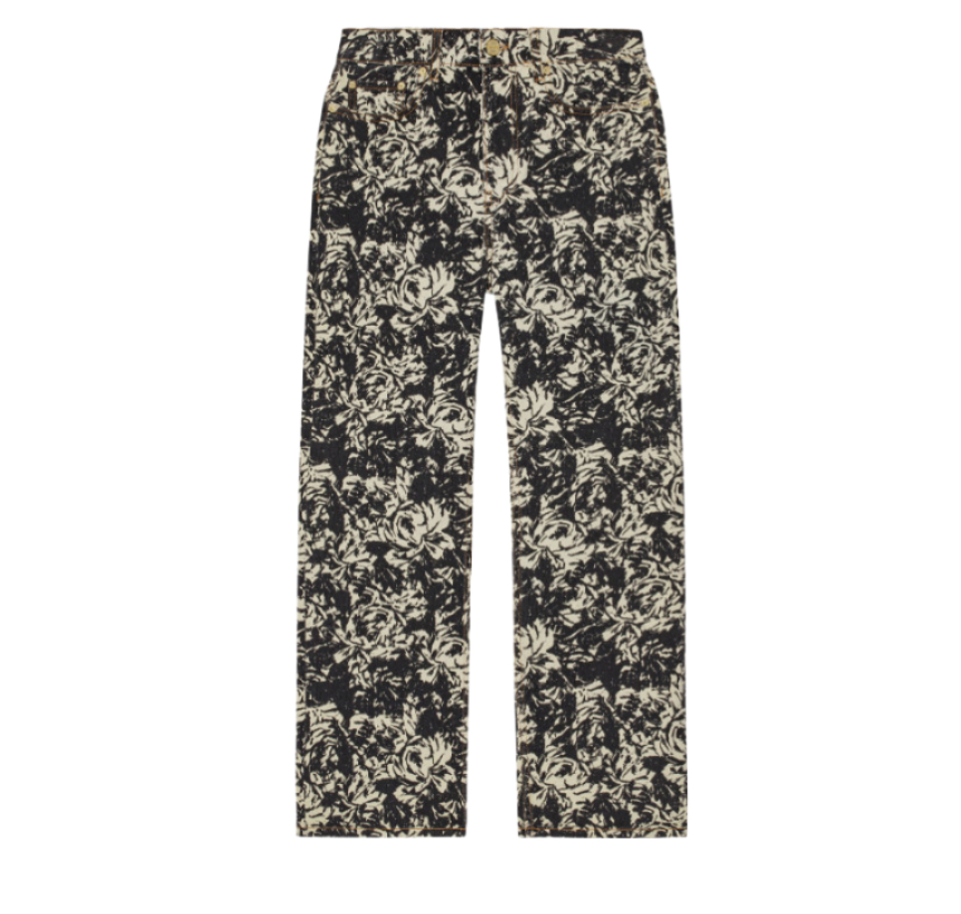 Floral Print Badge Crop Jeans