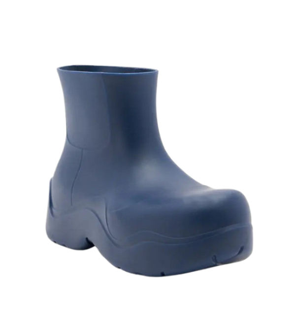 Blue rubber puddle boots