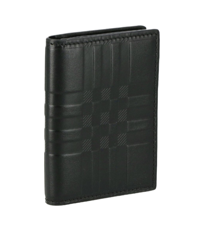 Embossed check calfskin wallet