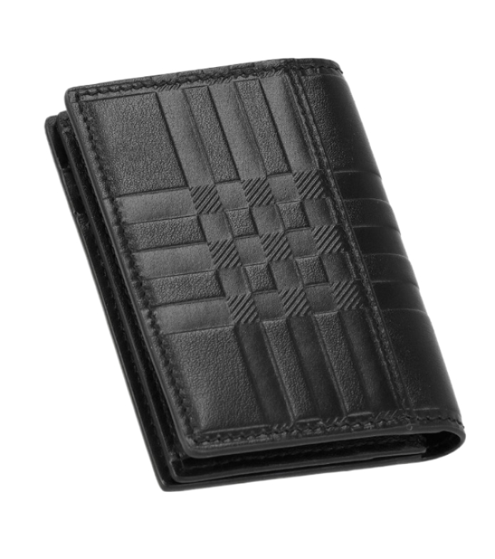 Embossed check calfskin wallet