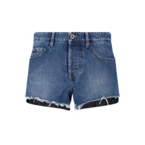 Back logo embroidered denim shorts 