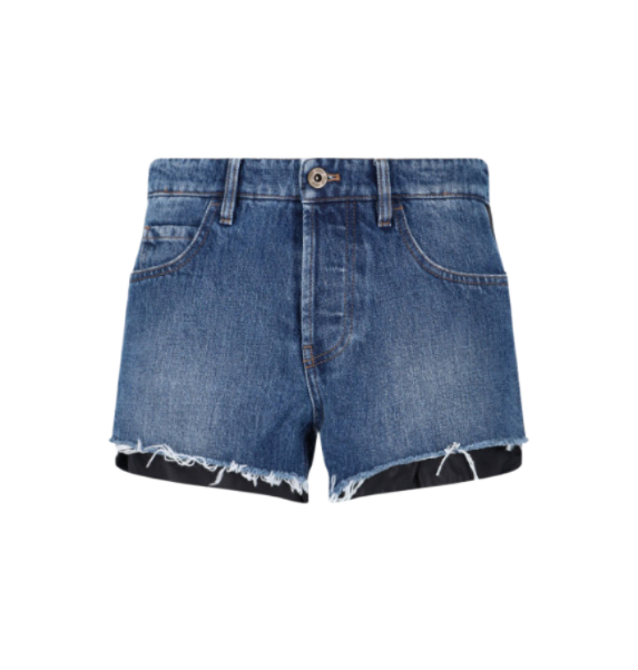 Back logo embroidered denim shorts 