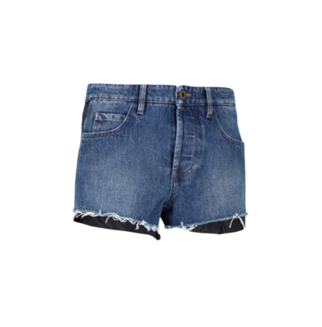 Back logo embroidered denim shorts 