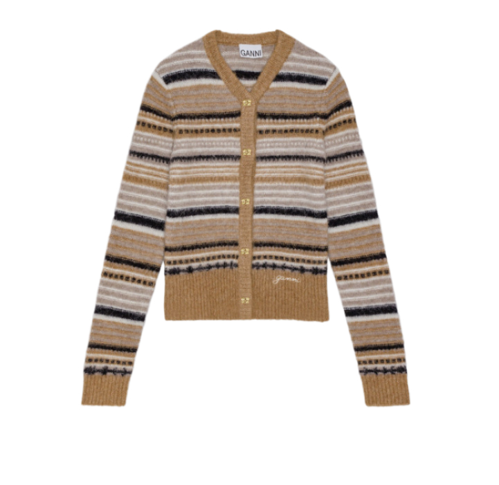 Striped soft wool cardigan