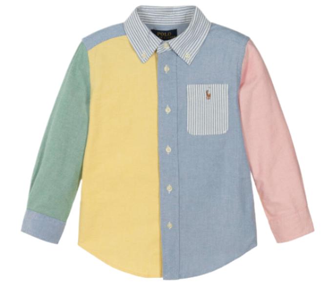 Color Block Pony Logo Embroidered Shirt