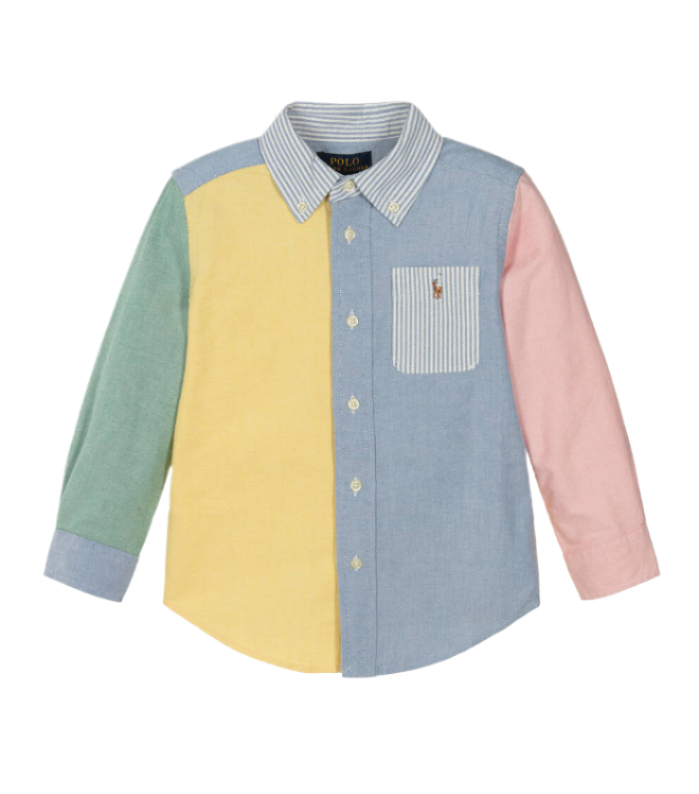 Color Block Pony Logo Embroidered Shirt