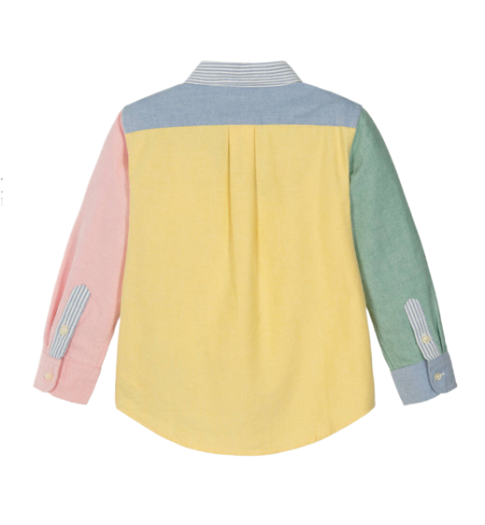 Color Block Pony Logo Embroidered Shirt