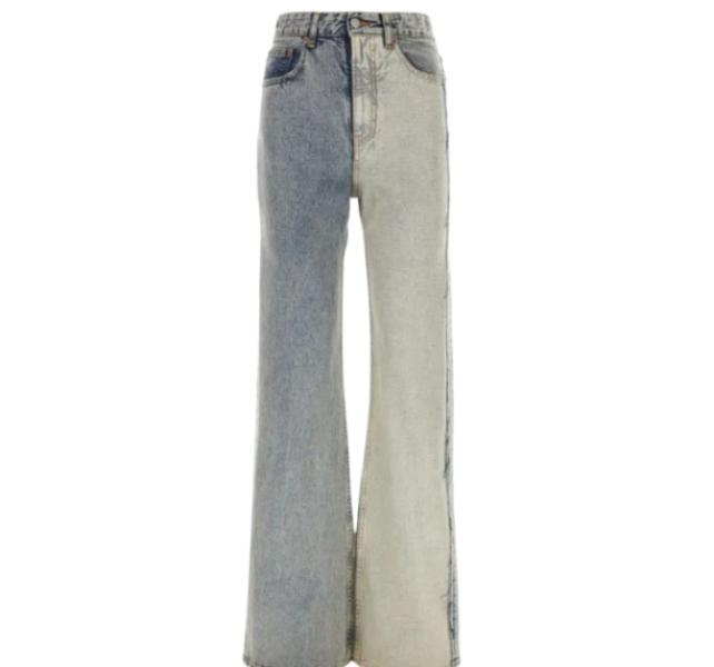 Two-tone denim jeans