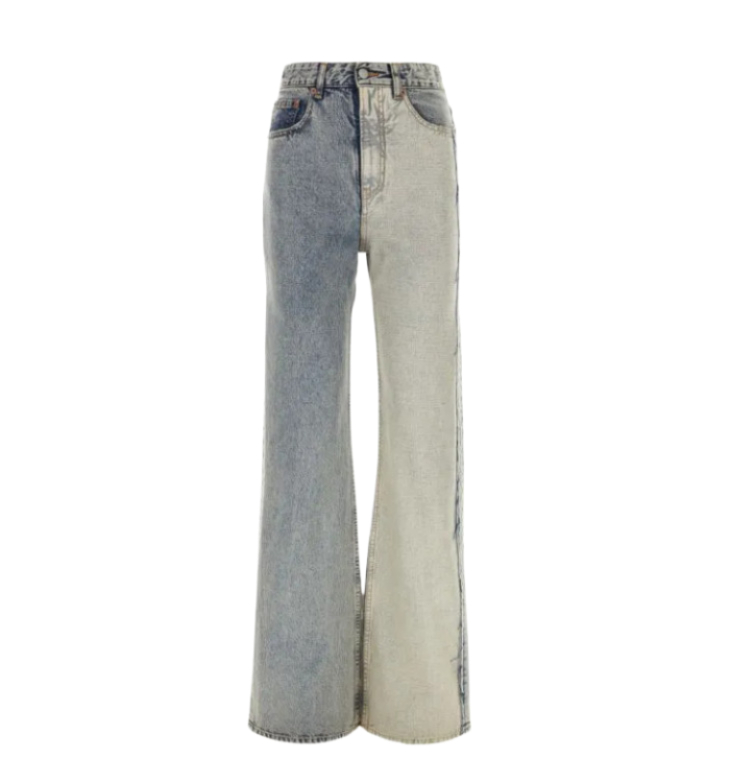 Two-tone denim jeans