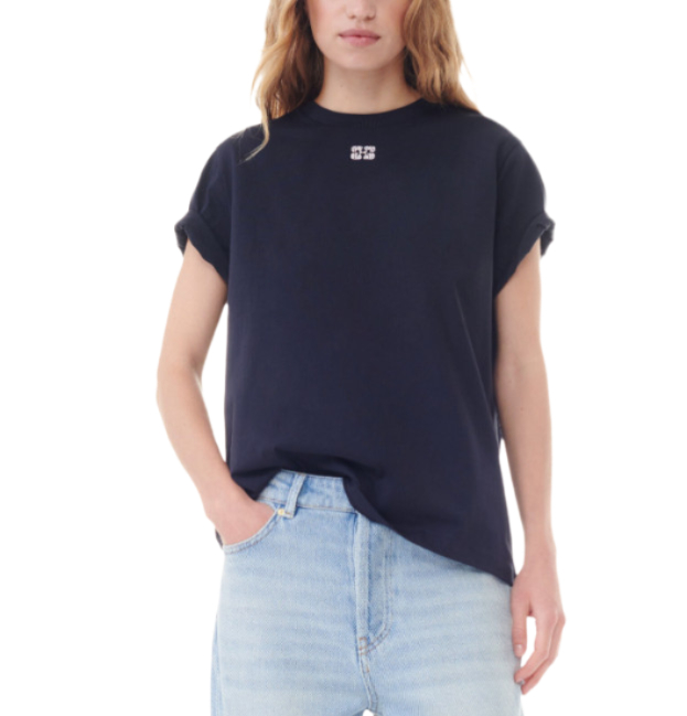 Dark Grey Relaxed Rhinestone Short Sleeve T-Shirt