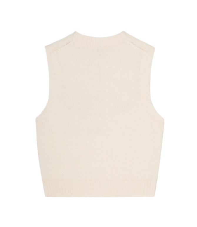 White graphic wool mix vest